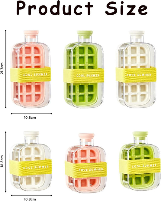 2-in-1 Ice Cube Water Bottle - Freeze & Sip with Touch-Free Release with Lid, Straw & Ice Bin - Dual Size and 3 color Options.