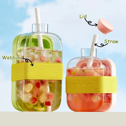 2-in-1 Ice Cube Water Bottle - Freeze & Sip with Touch-Free Release with Lid, Straw & Ice Bin - Dual Size and 3 color Options.